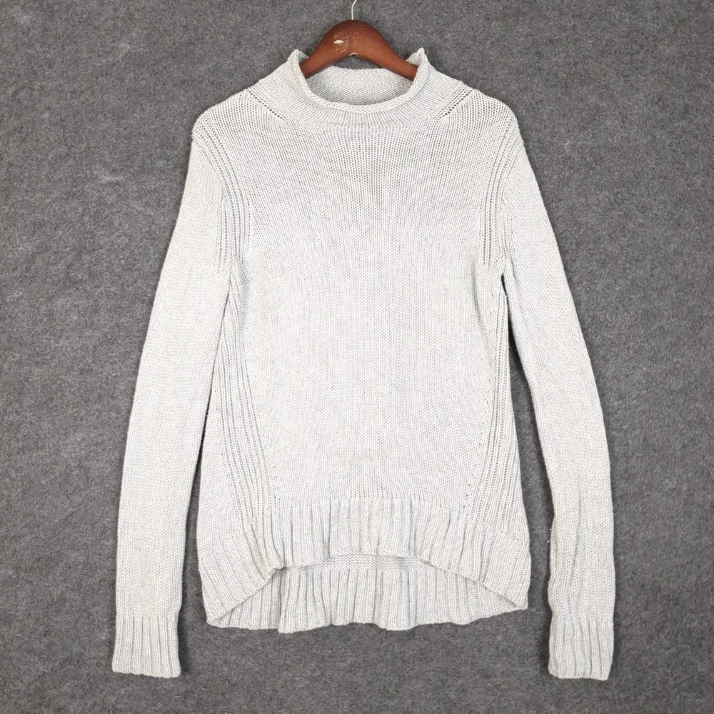 J Crew Always Heather‎ Gray Mock Neck Knit Pullover Sweater Womens Medium M